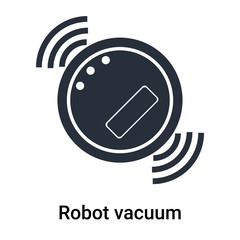 Robot vacuum icon vector sign and symbol isolated on white background, Robot vacuum logo concept
