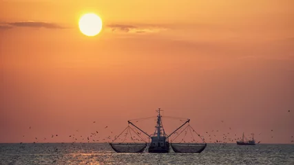 Fotobehang Fischerboot auf der Nordsee © franziskahoppe