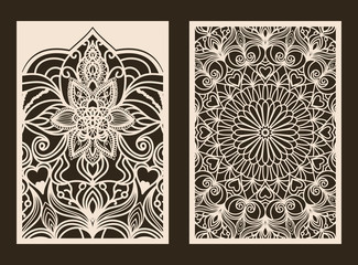 Cards in an vintage-style. Beautiful Victorian ornament. Frame with floral elements. Vector illustration.