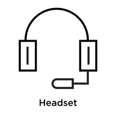 Headset icon vector sign and symbol isolated on white background, Headset logo concept