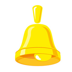 Golden Christmas bells. Icon handbell, isolated on white background. Alert symbol. Vector