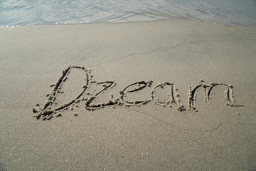 love, dream, nature, life  drawn sand on the beach