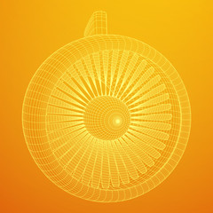 Turbo jet plane engine wireframe low poly mesh vector illustration