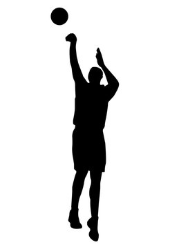 vector of silhouette basketball player shooting the ball
