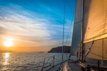 Seascape with beautiful sky and sail boat