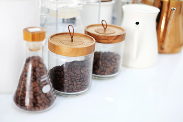 Specialty coffee tools in a coffee white bar from Thailand.