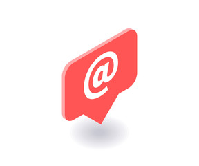 Email icon, vector symbol in flat isometric 3D style isolated on white background. Social media illustration.