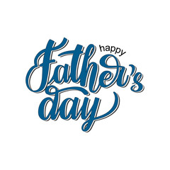 Happy Father's Day lettering typography composition for postcard, card, invitation on white background. Greeting card. Vector blue calligraphy banner EPS 10. Dad logo, badge, icon.