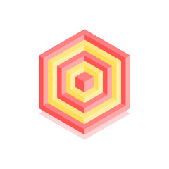 Abstract cubic icon. Isometric illustration for covers design in flat 3D style. Vector geometric logo.