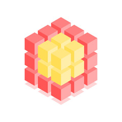 Abstract cubic icon. Isometric illustration for covers design in flat 3D style. Vector geometric logo.