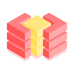 Abstract cubic icon. Isometric illustration for covers design in flat 3D style. Vector geometric logo.