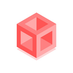 Abstract cubic icon. Isometric illustration for covers design in flat 3D style. Vector geometric logo.