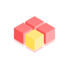 Abstract cubic icon. Isometric illustration for covers design in flat 3D style. Vector geometric logo.