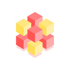 Abstract cubic icon. Isometric illustration for covers design in flat 3D style. Vector geometric logo.