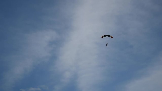 Parachutists in the sky