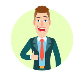 Businessman showing thumb up