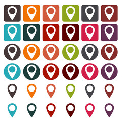 Vector modern GPS location Map pointer icon flat design icon set in button vintage color