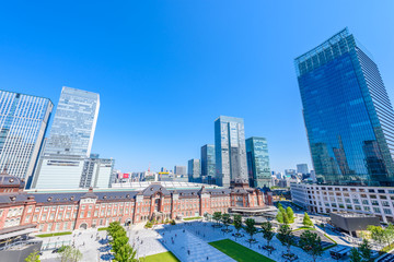 東京都心の高層ビル Tokyo station and 