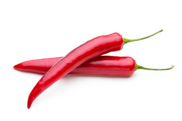 Red chilli pepper isolated on a white background.