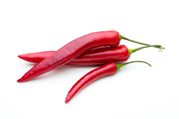 Red chilli pepper isolated on a white background.