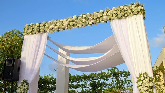 Beautiful static video 4k of the Jewish Hupa , wedding putdoor .
