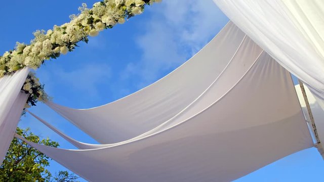 Beautiful static video 4k of the Jewish Hupa , wedding putdoor .