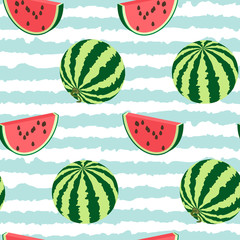 Nahtloses Muster der Wassermelone ganz, ein Stück.