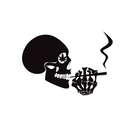 Skull icon smoking marijuana silhouette 