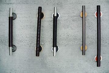 The metal door handles