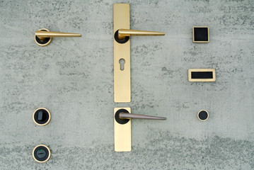 The metal door handles
