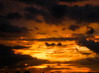 big river sunset, almost night, cloudy day