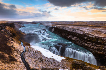 Gulfoss - May 03, 2018: Gulfoss watefall in the Golden Circle of Iceland