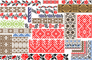 Set of 30 Seamless Ethnic Patterns for Embroidery Stitch
