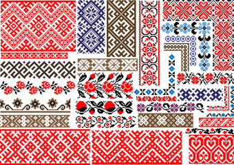 Set of 30 Seamless Ethnic Patterns for Embroidery Stitch