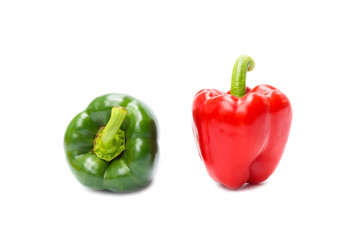 Green and Red bell pepper, Two bell pepper isolated on white background