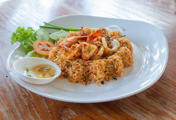 Fried rice with seafood ,spicy food Thai style.