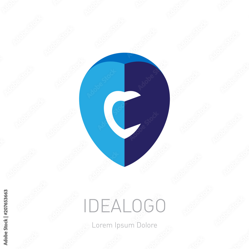 Poster c3 initial logo. c and 3 - vector design element or 3d icon. initial monogram logotype in the form o