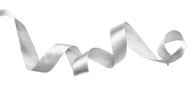 Curled Silver Silk Ribbon