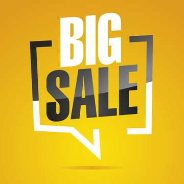 Big sale in brackets yellow white black isolated sticker icon