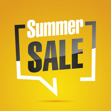 Summer sale in brackets yellow white black isolated sticker icon