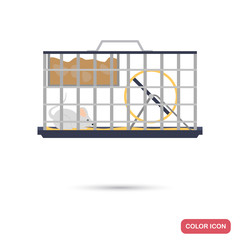 Test mouse in a cage color flat icon