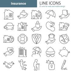Insurance service line icons set