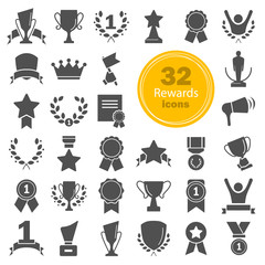 Different prizes and rewards simple icons set