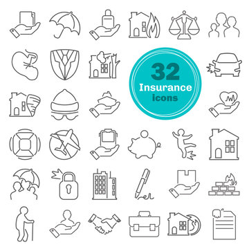 Insurance service line icons set © LynxVector