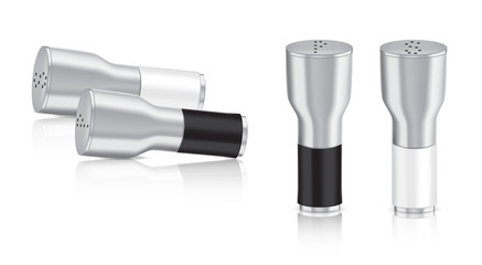 Mock up Realistic Metal Packaging Product For Salt and Pepper Bottle  isolated Background illustration.