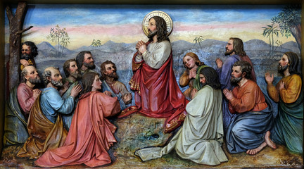 Jesus and Apostles in the Mount of Olives, fresco in the church of Saint Matthew in Stitar, Croatia 