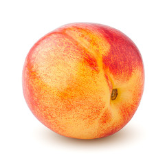 Nectarine or peach isolated on white background, clipping path, full depth of field