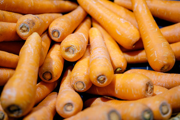 Pile of carrots in maket