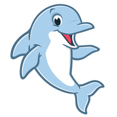 Cartoon Dolphin - obrazy, fototapety, plakaty
