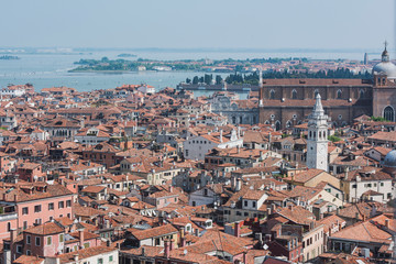 Fototapeta na wymiar Venice panorama with the historical buildings and roofs